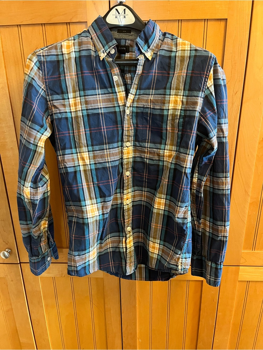 J Crew Men’s Blue Plaid Tartan Button-Down Slim Fit Shirt
